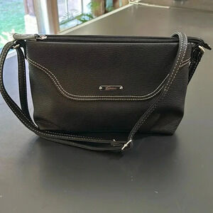 Koltov Ruby Crossbody Bag Black Faux Leather Organizer Shoulder Purse Stitching